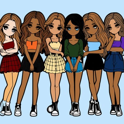 a group of girls realistic