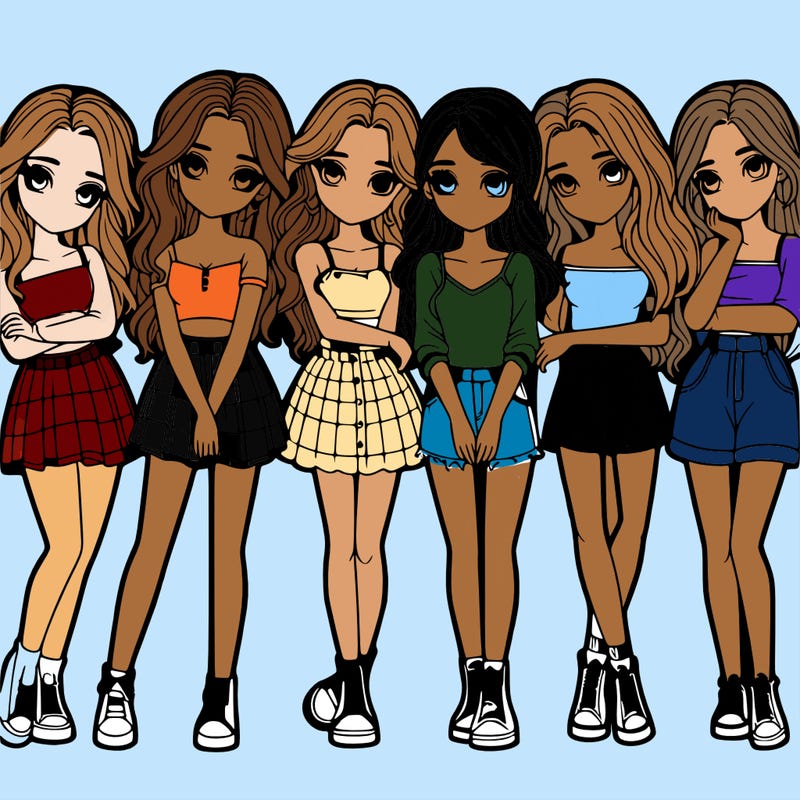 a group of girls realistic