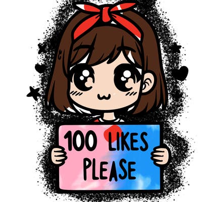 girl holding sign saying 100 likes please