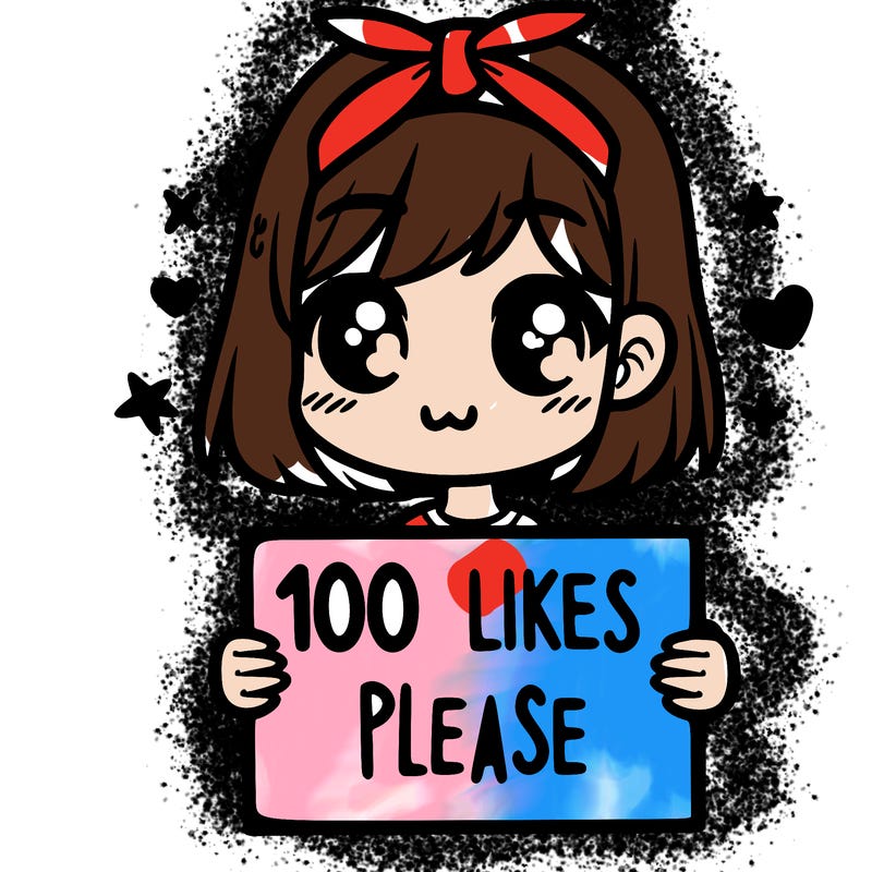 girl holding sign saying 100 likes please