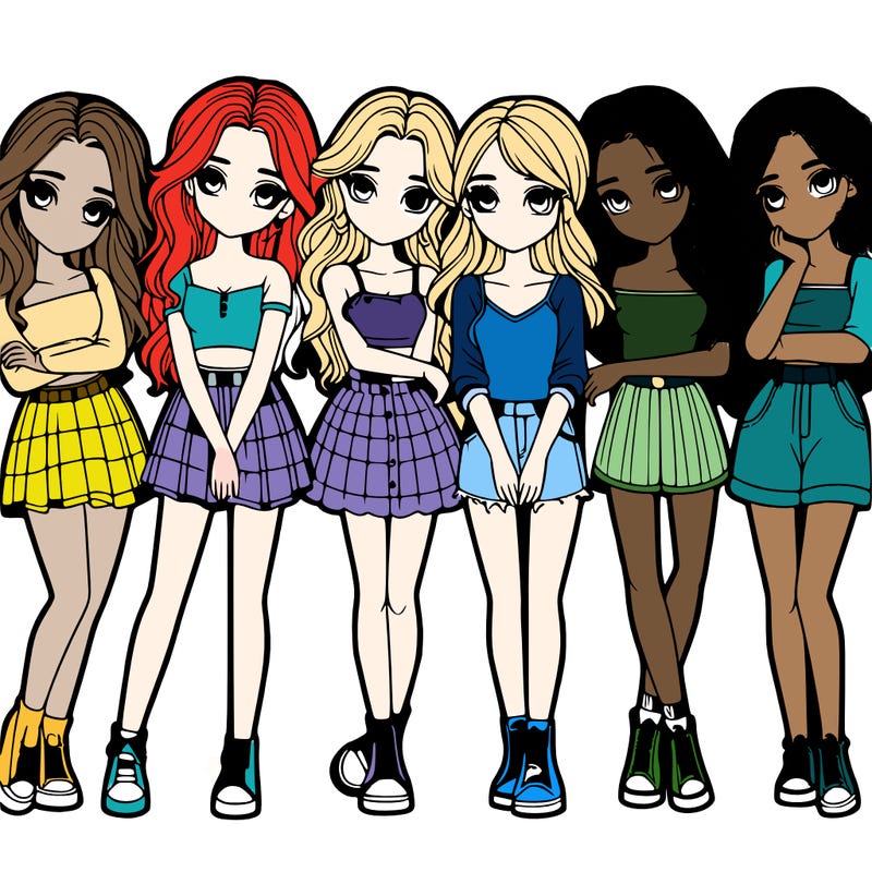 a group of girls realistic