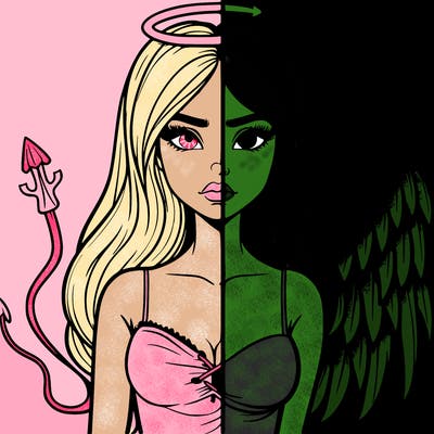 devil vs angel realistic girl