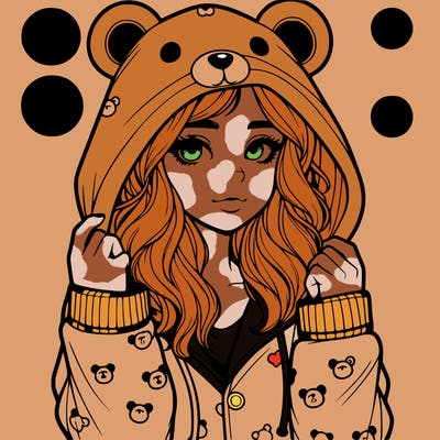 realistic girl in a animal pjs hoodie