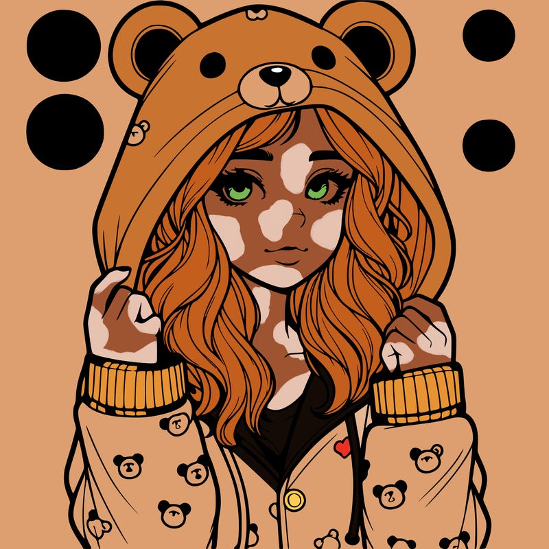 realistic girl in a animal pjs hoodie