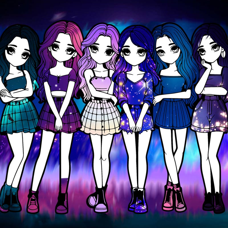 a group of girls realistic