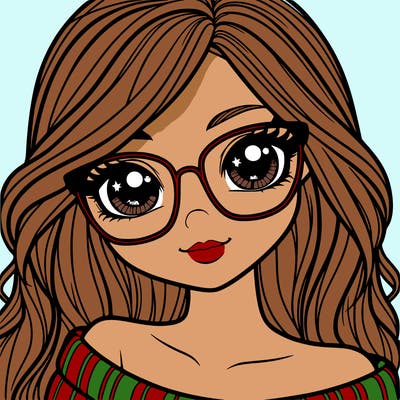 girl with beautiful eyes, hair, and glasses