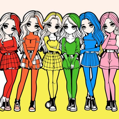 a group of girls realistic