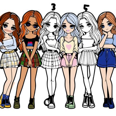 a group of girls realistic