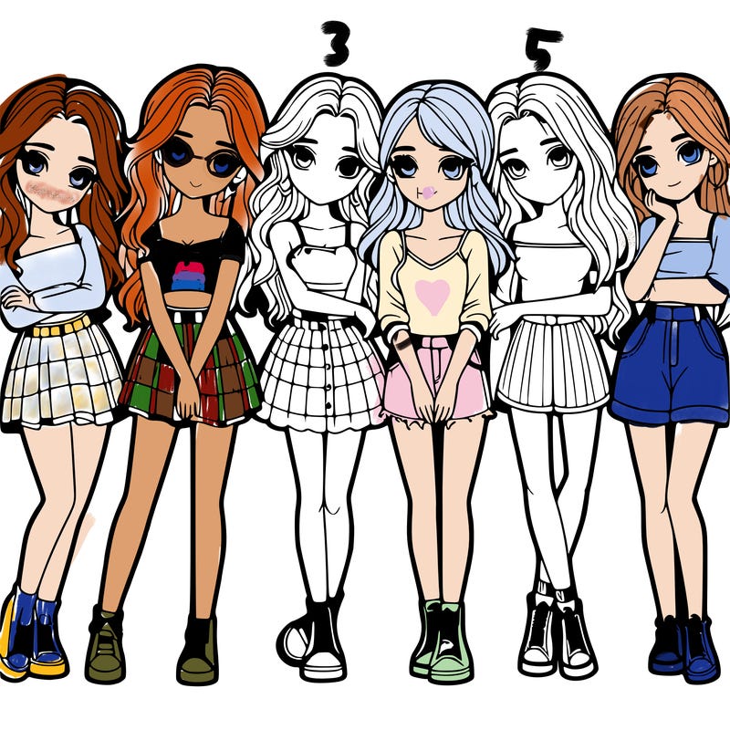 a group of girls realistic