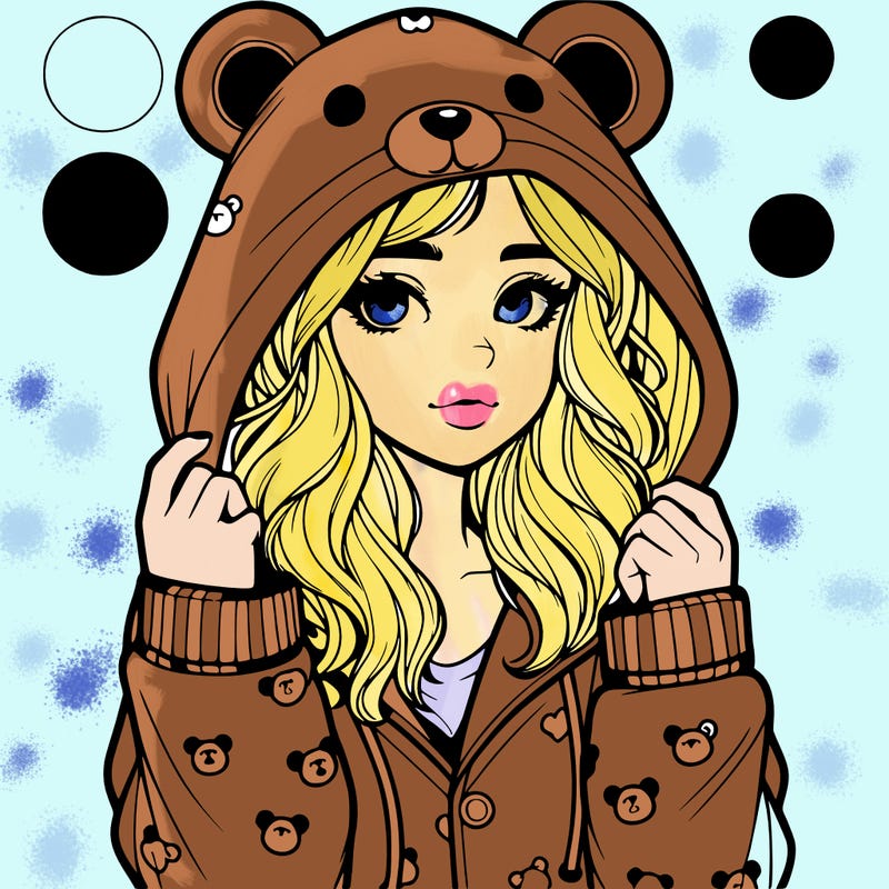 realistic girl in a animal pjs hoodie