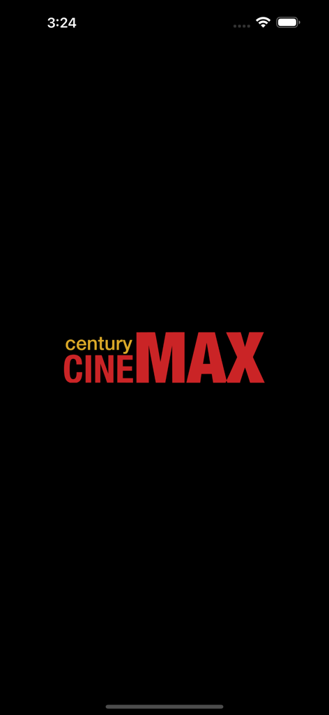 Century Cinemax - Logo do Century Cinemax em uma tela de splash preta