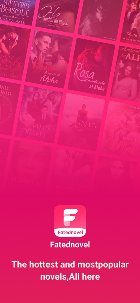 Fatednovel- Web novel & Story - Fatednovel app interface featuring a pink background with various romance and werewolf book covers