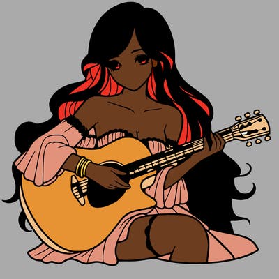 beautiful girl playing the guitar