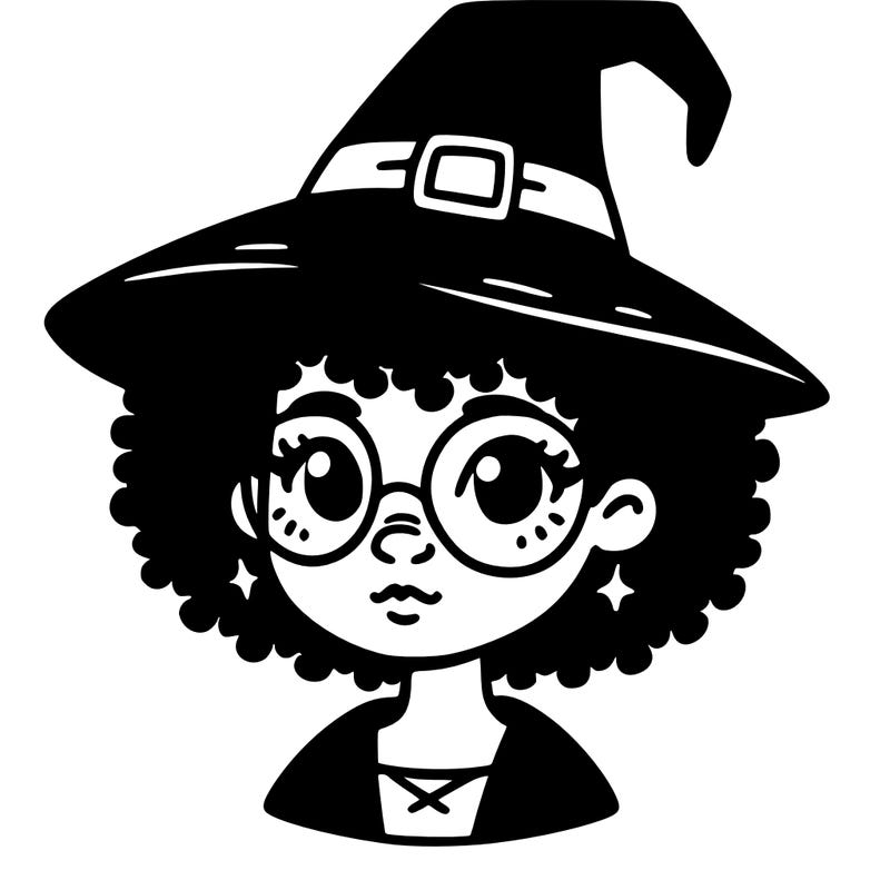 a black person who is a witch and has glasses