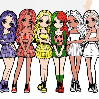 a group of girls realistic