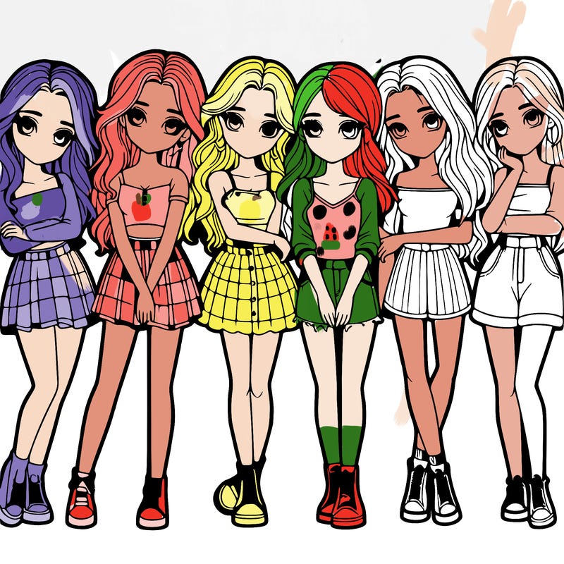 a group of girls realistic