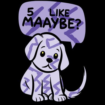 a puppy that says 5 like maybe