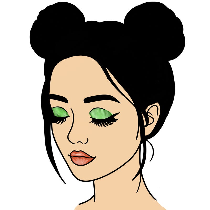 woman with hair buns