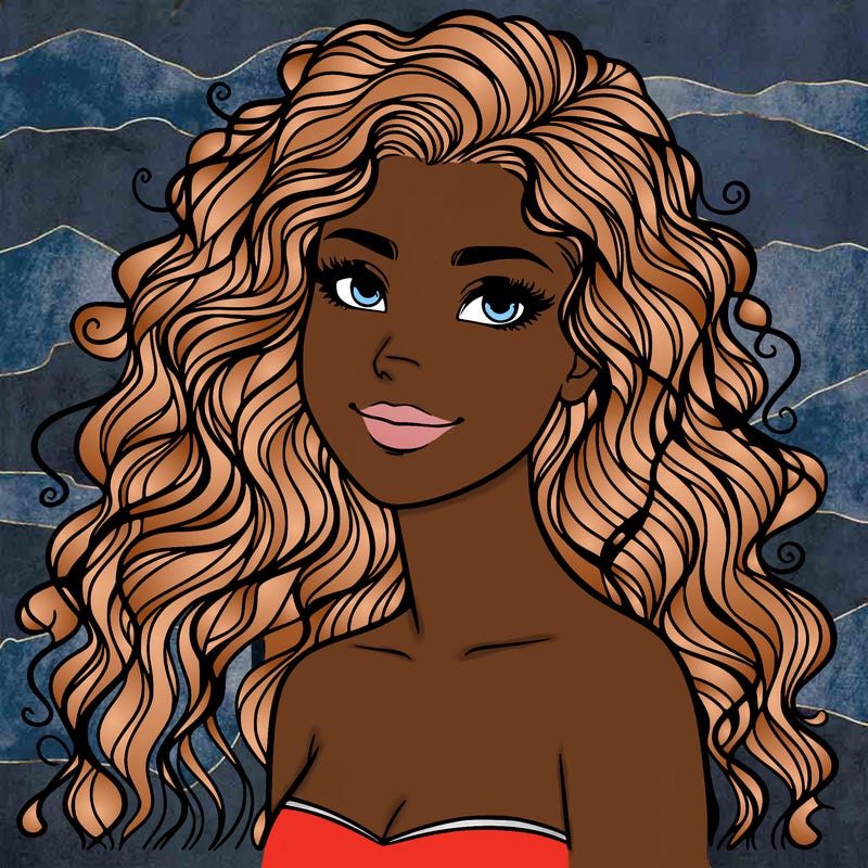 woman with curly  long hair realistic