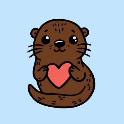 otter with a heart