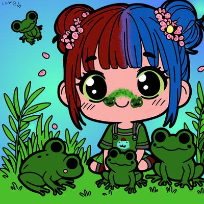 a girl that likes frogs