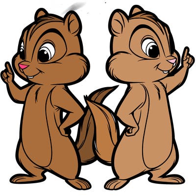 two tamias standing up split realistic