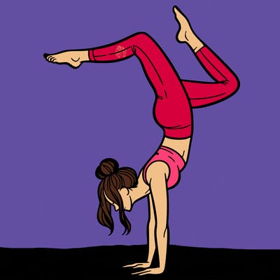 a woman doing a handstand