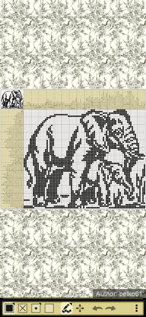 A large elephant pixel art image revealed on a logic puzzle grid in Nonograms Katana.