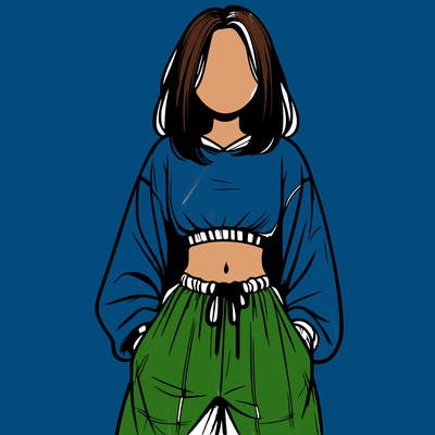 realistic girl faceless with baggy pants and a crop top