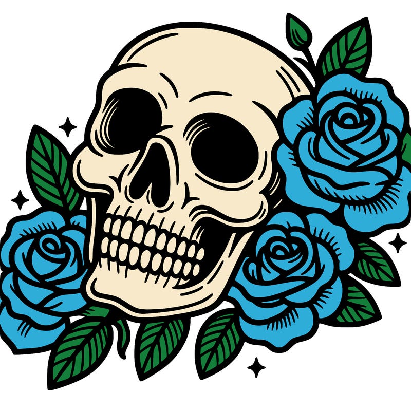 skull with roses