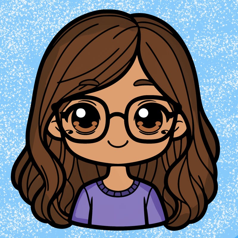 girl with long brown hair and glasses