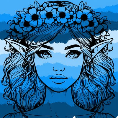realistic female elf with flower crown