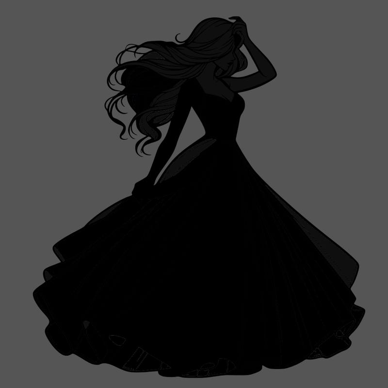 realistic woman with dress flowing in the wind