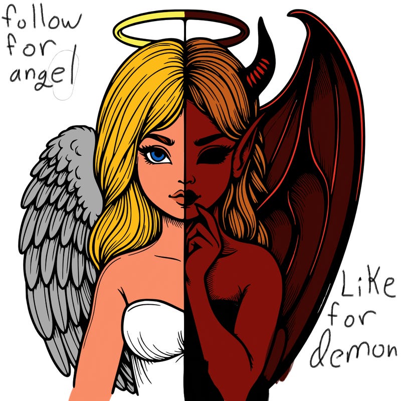 realistic angel half demon