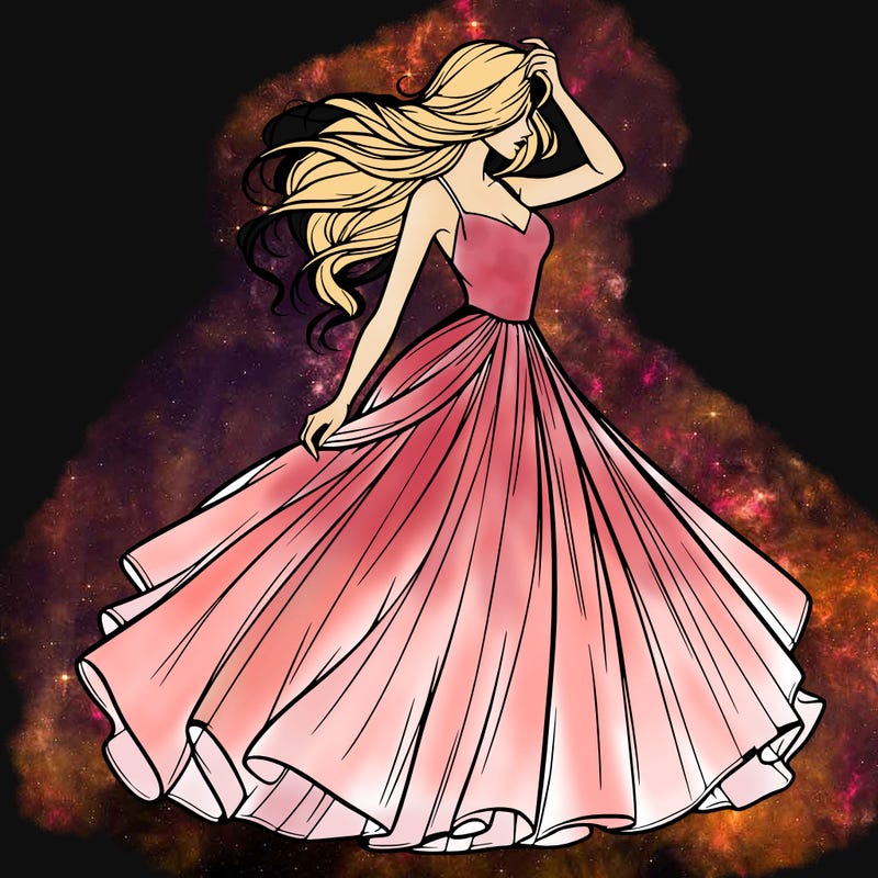 realistic woman with dress flowing in the wind