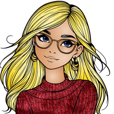 realistic girl with glasses