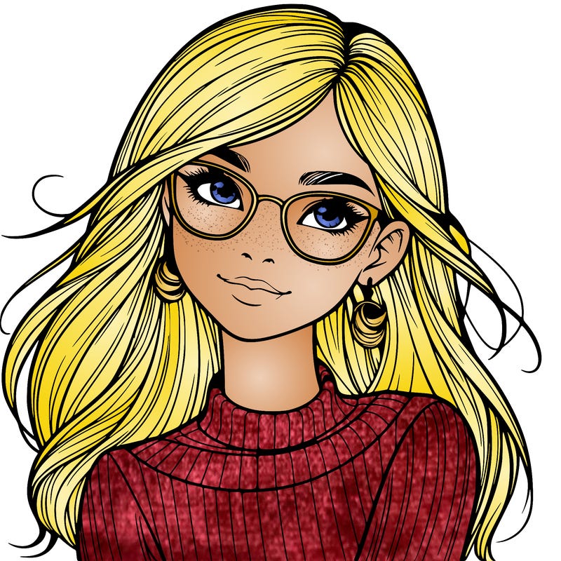 realistic girl with glasses