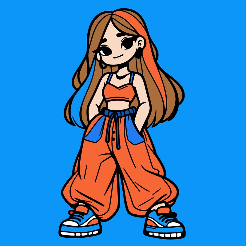 girl in crop top and baggy pants