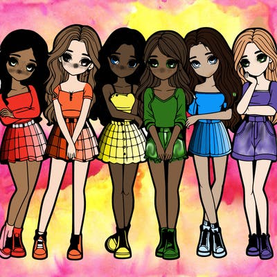 a group of girls realistic