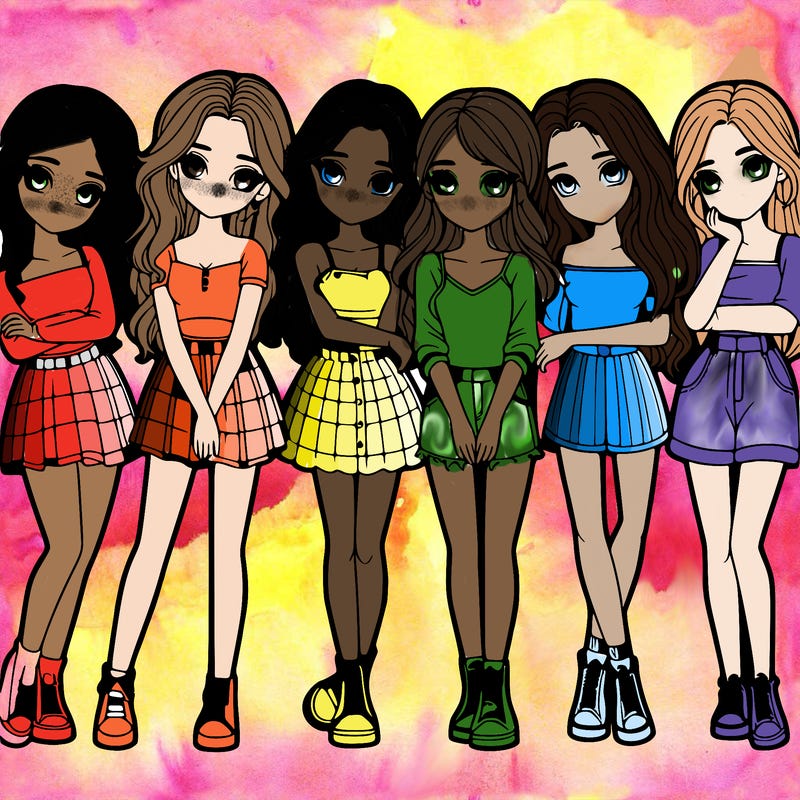 a group of girls realistic