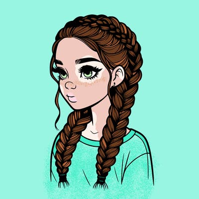 realistic girl with braids