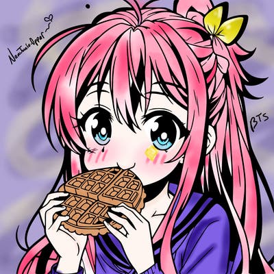 anime eating waffle
