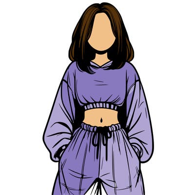 realistic girl faceless with baggy pants and a crop top