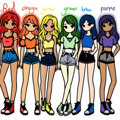 a group of girls wearing crop tops and shorts