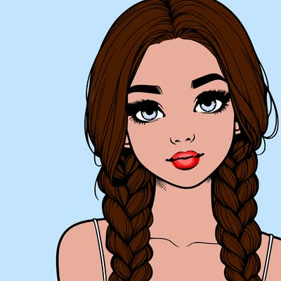 realistic girl with braids