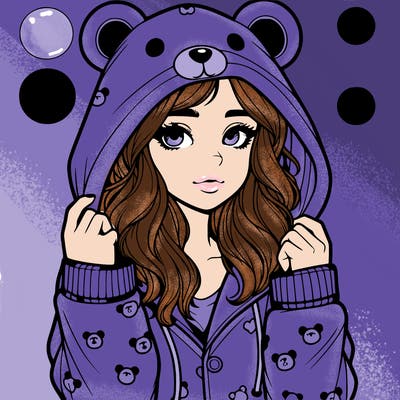 realistic girl in a animal pjs hoodie