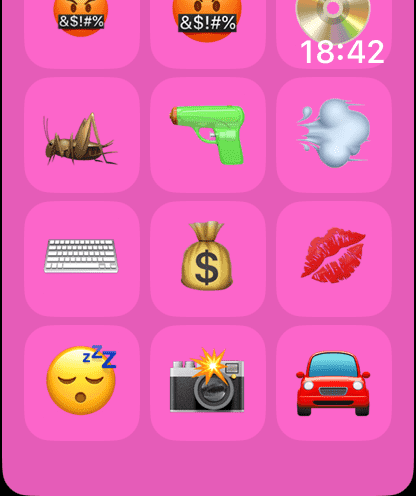Cuadrícula de iconos de efectos de sonido en la aplicación Emoji Sound de Apple Watch