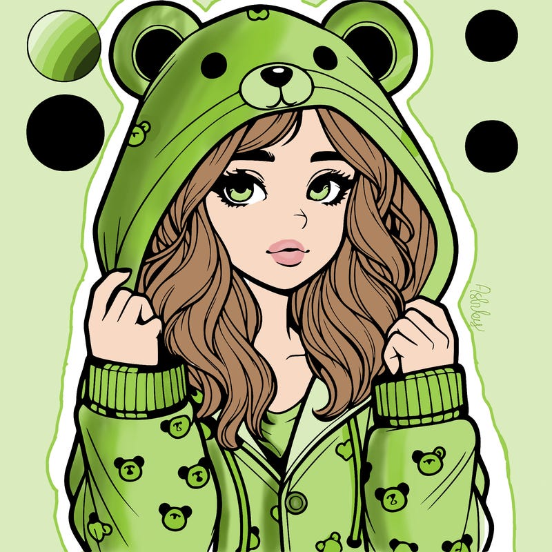 realistic girl in a animal pjs hoodie