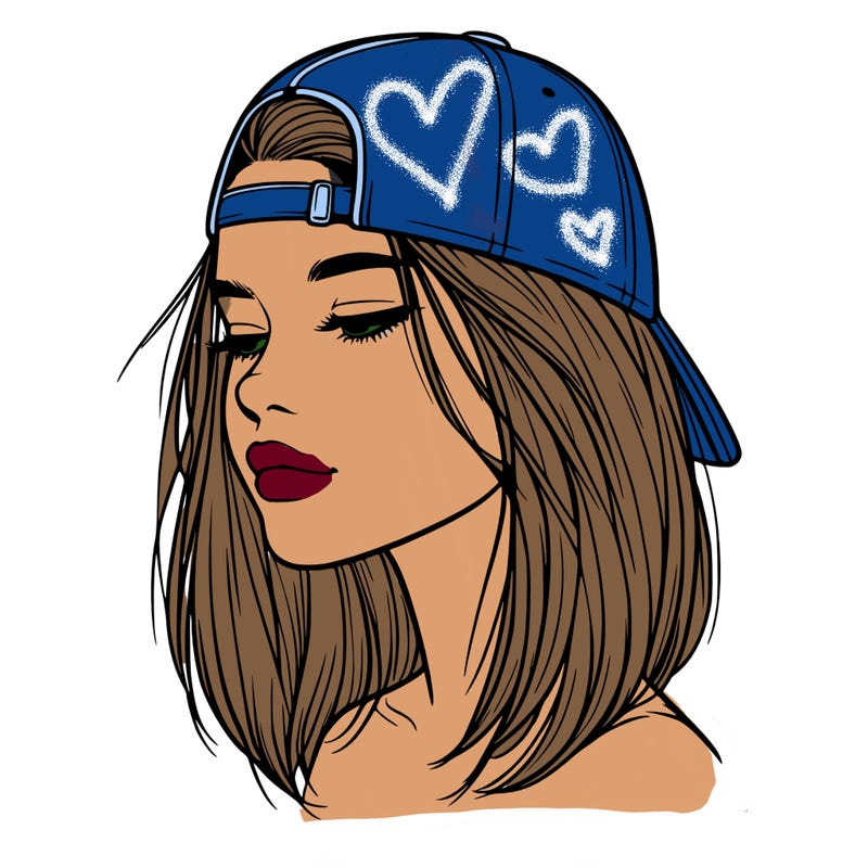 realistic  girl with a backwards hat