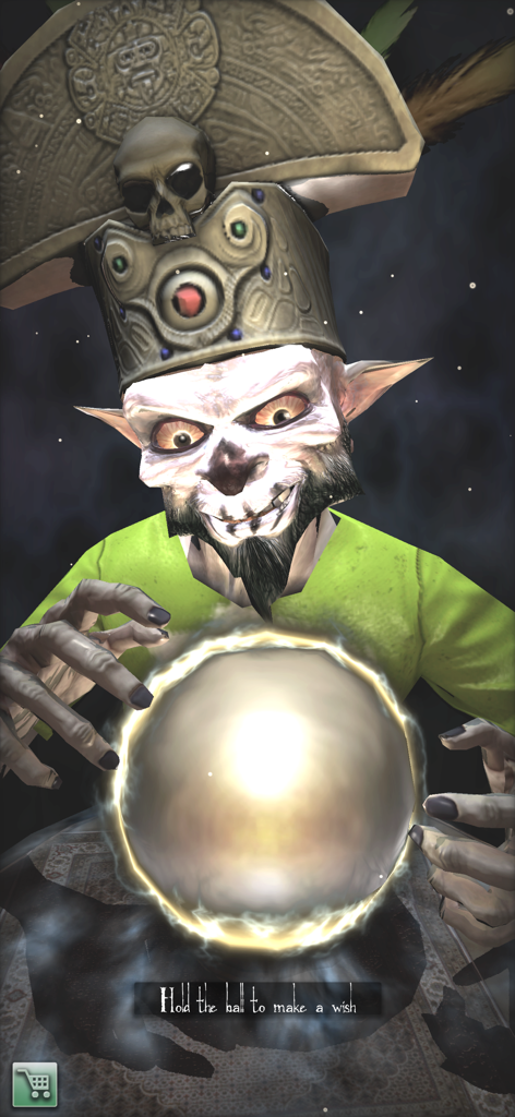 The Amazing Fortune Teller 3D - Un personaje místico en 3D con una bola de cristal brillante.